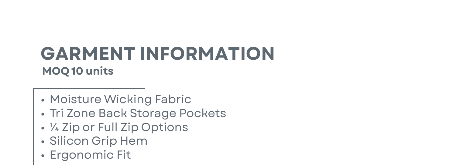 Sublimated Cycling Tops Garment Information