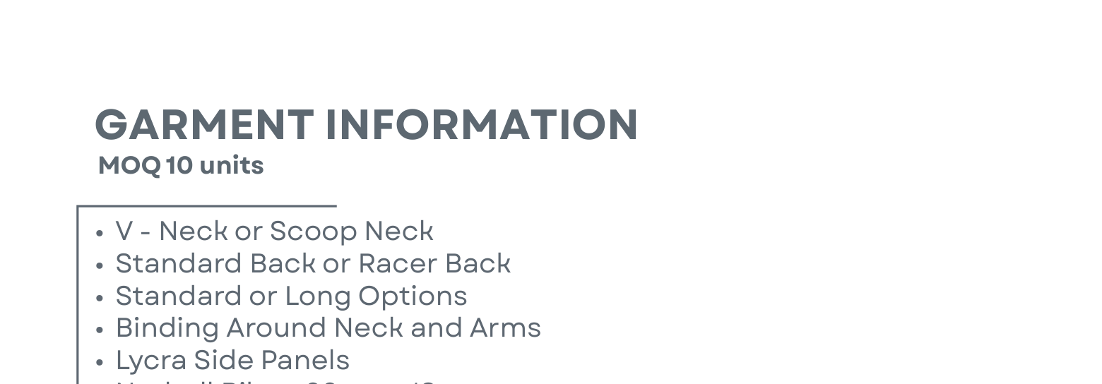Sublimated Netball / Hockey Dress Garment Information